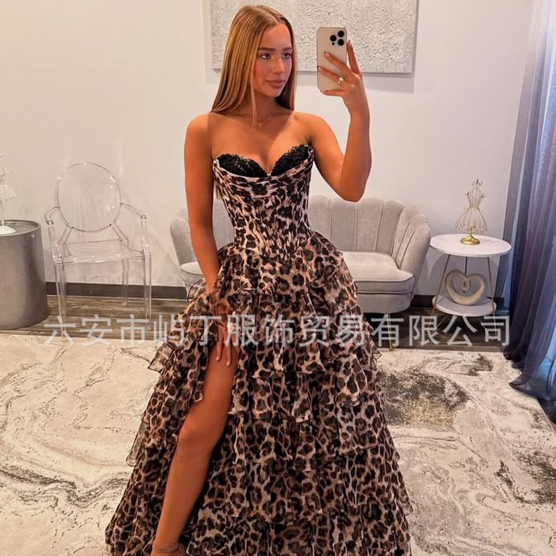 European and American Cross-Border Evening Gown Floral Layered Ball Gown Women's Strapless Long Dress Ruched Evening Dress European and American Cross-Border Evening Gown Floral Layered Ball Gown Women's Strapless Long Dress Ruched Evening Dress