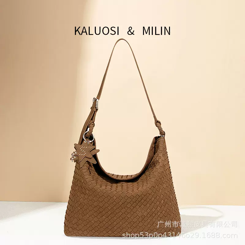 秋冬新款小众女包大容量麂皮绒编织包高级感百搭复古单肩包斜挎包