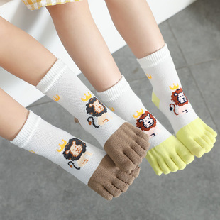 Children's five-finger socks in the tube mesh cotton spring and summer new cute cartoon baby socks 3-7-12 toe socks manufacturers