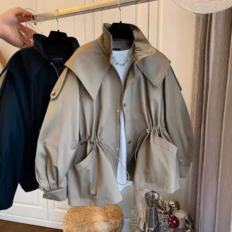 In-Stock 26 Autumn Cross-Border High-Neck Zip-Up Jacket for Women, Loose Fit, Solid Color, Street Style Trendy Outerwear, Fashion Trend In-Stock 26 Autumn Cross-Border High-Neck Zip-Up Jacket for Women, Loose Fit, Solid Color, Street Style Trendy Outerwear, Fashion Trend