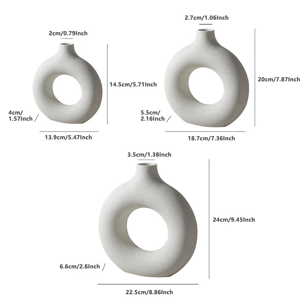 Cross-border Temu Donut White Spot Ceramic Vase Flower Arrangement…