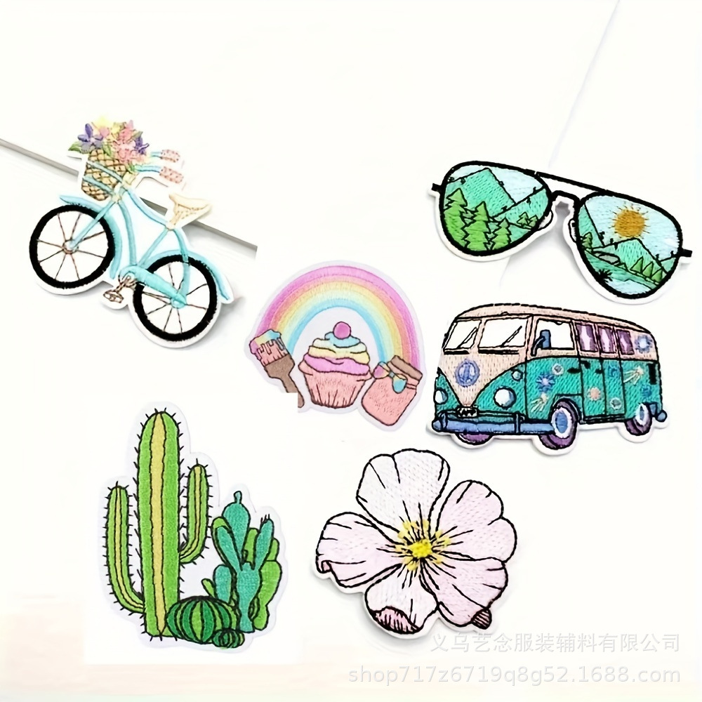 Yi Nian dibujos animados Bashi coche bordado tela pegatinas onda parche pegatinas ordenador bordado etiqueta soda cachorro Zhang Zai planchado pegatinas