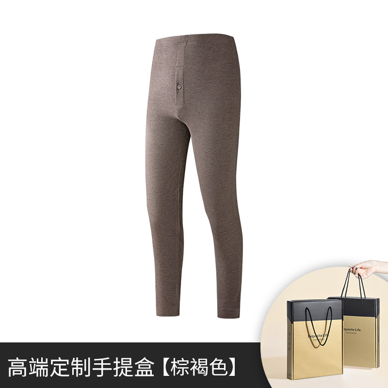 [Enorme y cálido] Pantalones largos de otoño e invierno de lana de seda para hombres más polainas sin costuras de terciopelo, pantalones calientes gruesos en stock