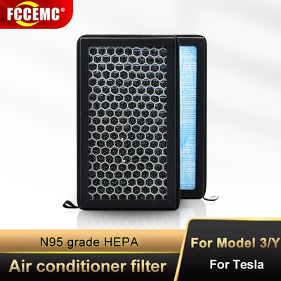 Suitable for model3 Tesla Y biochemical air conditioning filter HEPA air filter pm2.5 activated carbon filter screen (Air conditioning filter)