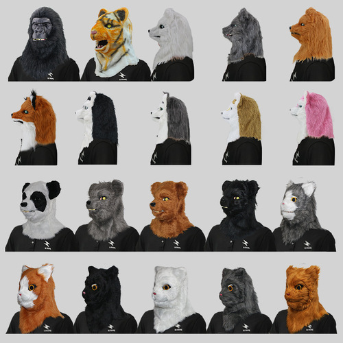 Animal Masks for Costume Party Halloween Props, including Wolf, Tiger, and Gorilla Heads