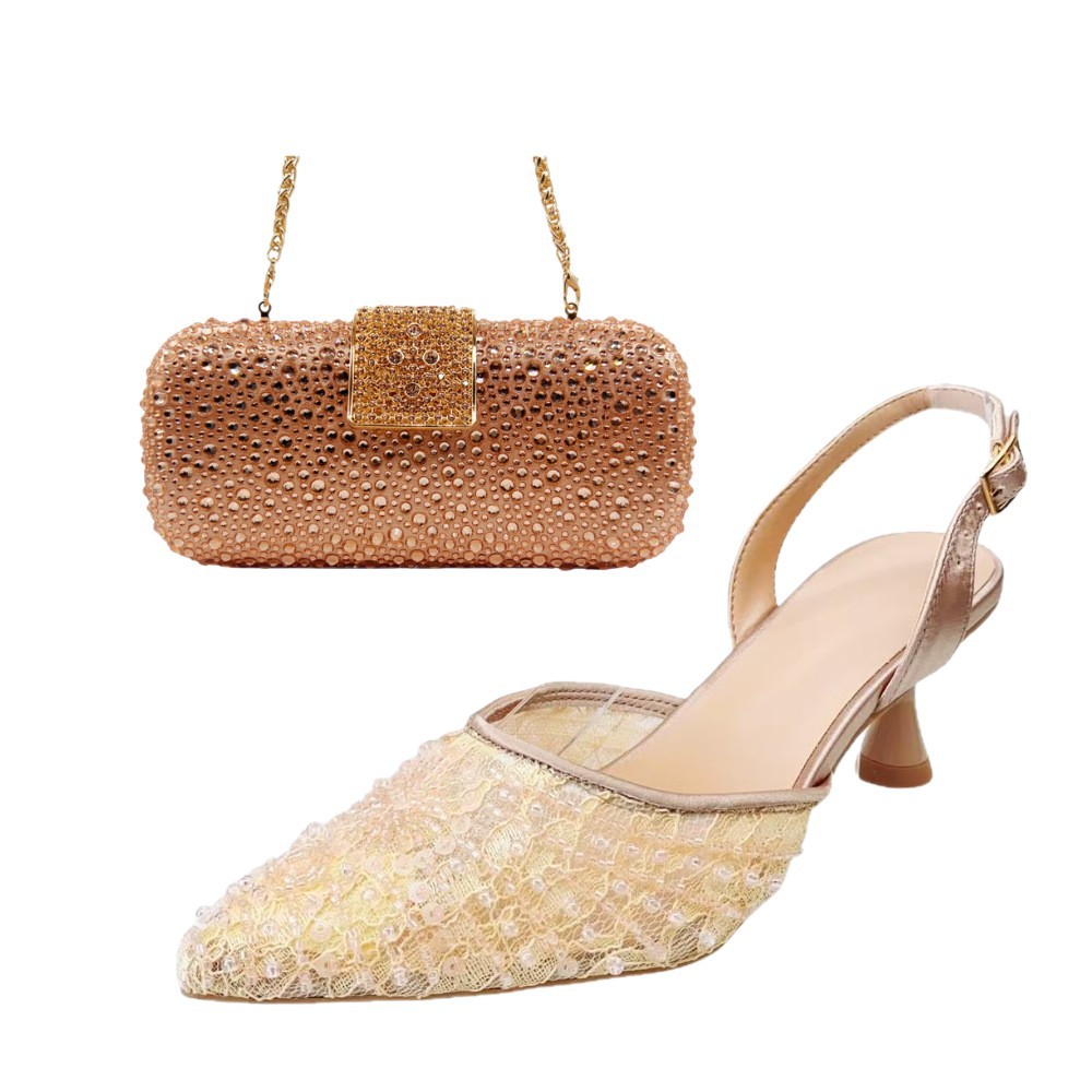 Zapatos estilo italiano para la cena de encaje sandalias de tacón fino para mujeres de verano con punta de diamante zapatos