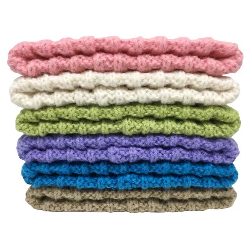 大头围纯色卷边毛线帽