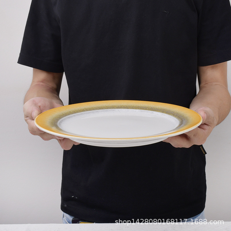 Redondo de 11 pulgadas de cerámica de color gradiente comercial de platos fritos de platos fríos de platos calientes de platos fritos de platos de platos fritos de platos de platos