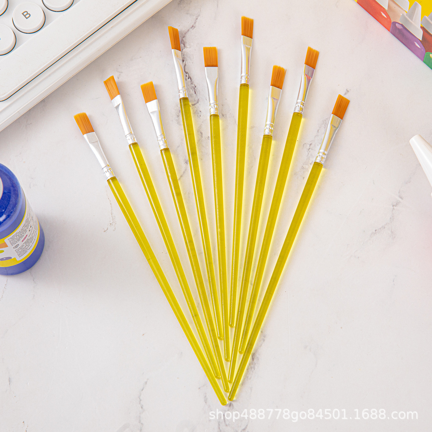 Fábrica directa pincel de dibujo de nylon azul pincel de cabeza plana graffiti pincel de dibujo de pintura pintores de arte diy