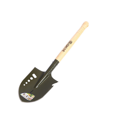 Wooden handle engineer shovel, outdoor camping shovel, garden fire-fighting tool, digging soil, flowering and tree planting shovel