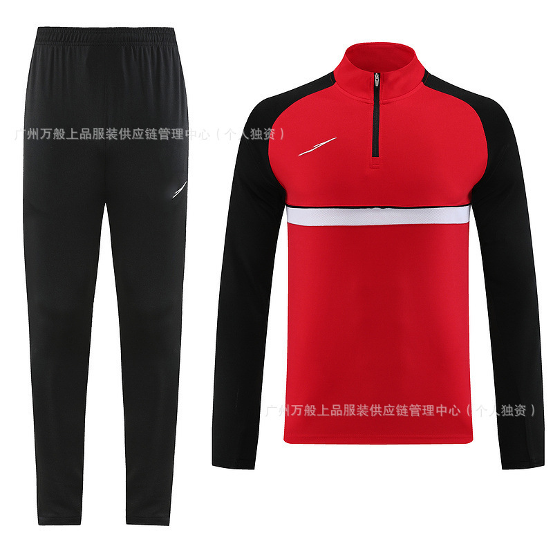 NB半拉链冬装长袖长裤套装训练俱乐部基础足球服球衣长拉logo外贸|undefined