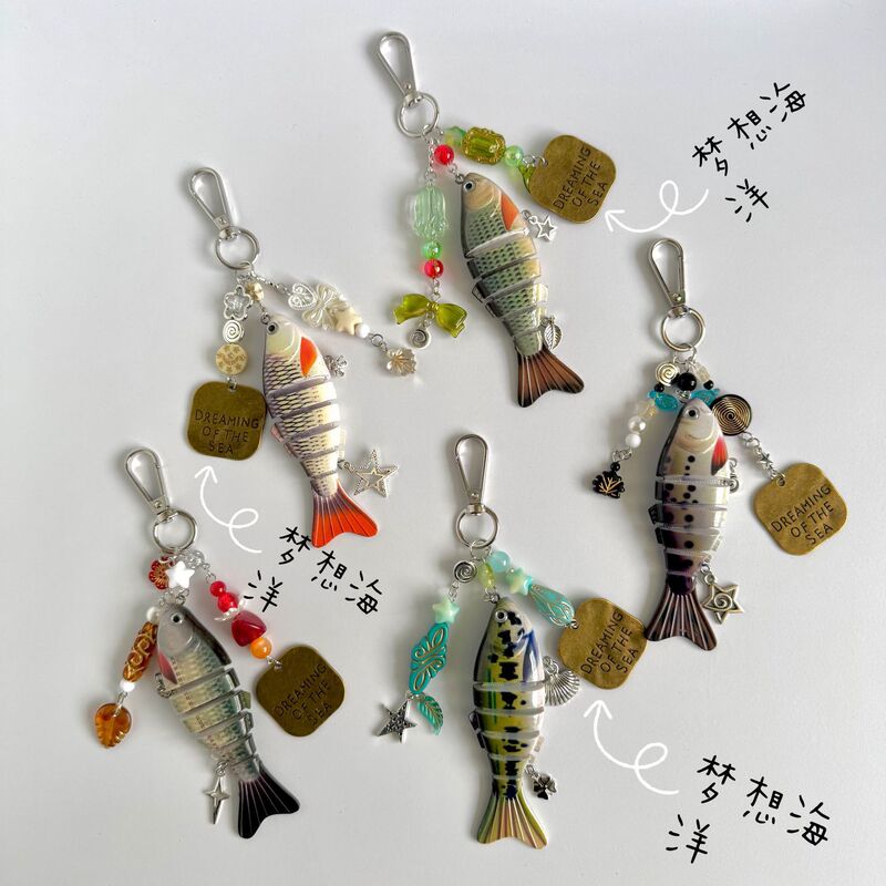 Cross-Border Popular Fish Hook Keychain, Niche Instagram-Style Bag Pendant, Retro Imitation Fish Bait Keychain