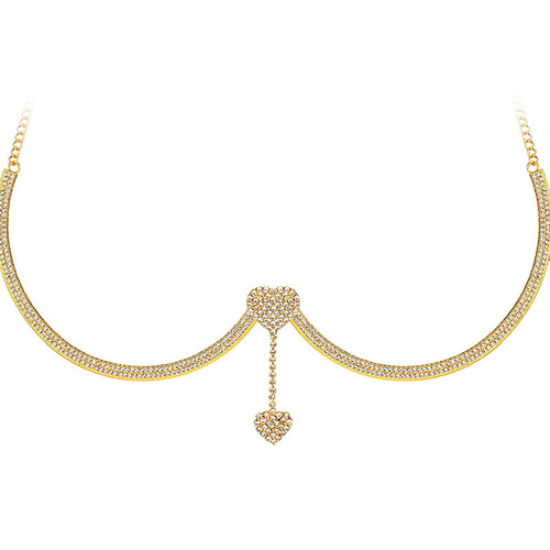 Cross-border double love rhinestone chest support fashion body accessories queen sexy bikini body chain chest chain