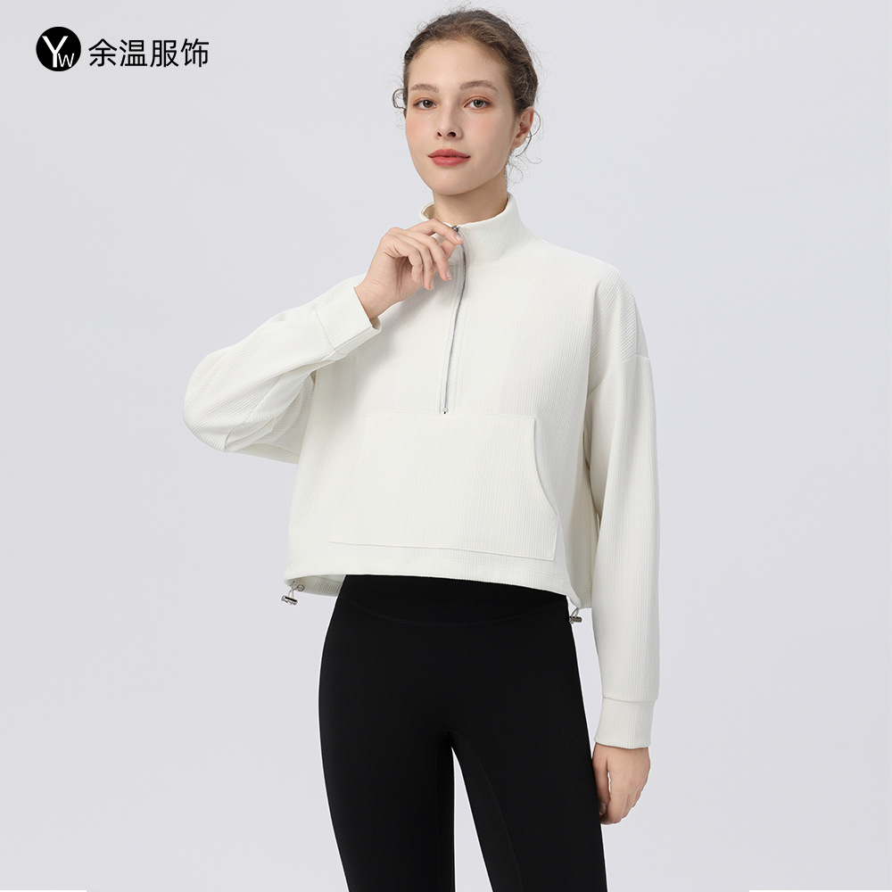 Fitness Clothing Tops Women's Long-Sleeved Loose Breathable Quick-Drying Running Sports Stand-Up Collar Long-Sleeved T-Shirt Yoga Blouse Large Size