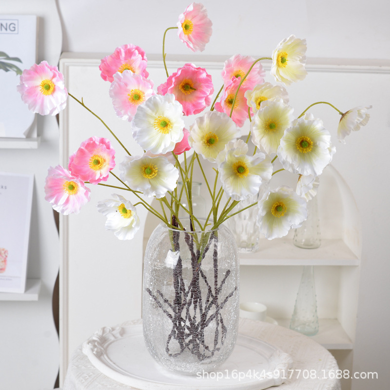 仿真大号虞美人 跨境新品罂粟花虞美人酒店婚礼吊顶花材假花批发