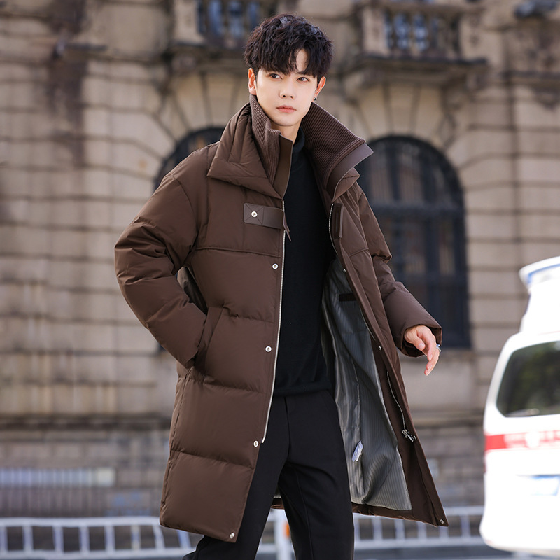 Special clearance winter new fashion simple light luxury mid-length high collar 90 white duck down jacket men's coat