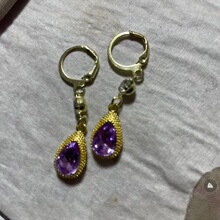 2025网红精致时尚个性紫色水晶榴莲耳环女设计感耳扣小众水滴耳饰