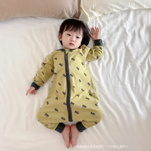Autumn and Winter Baby Cartoon Sleeping Bag Baby Boneless Anti-Kick Quilt Kidsren's Jumpsuit Pure Cotton Split Legs Cute and Breathable