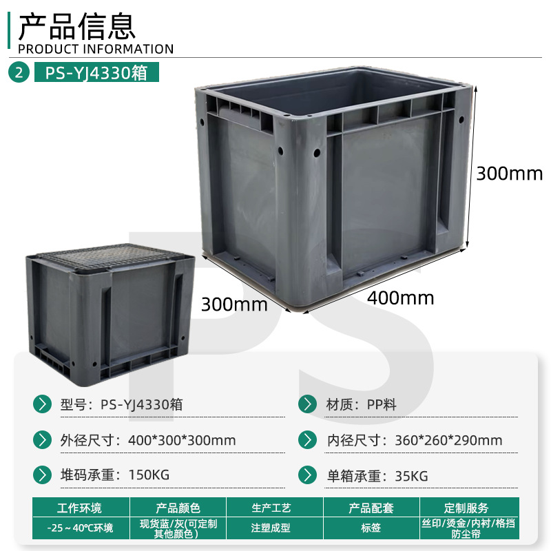 Caja de circulación de plástico de almacenamiento vertical con ángulo de envoltura grueso anticolisión apilable y placa de partición de acoplamiento de goma image 8