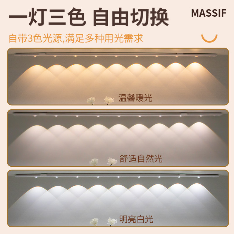 人体猫眼感应灯玄关展示磁吸橱柜灯自粘无线免插电led充电小夜灯|undefined