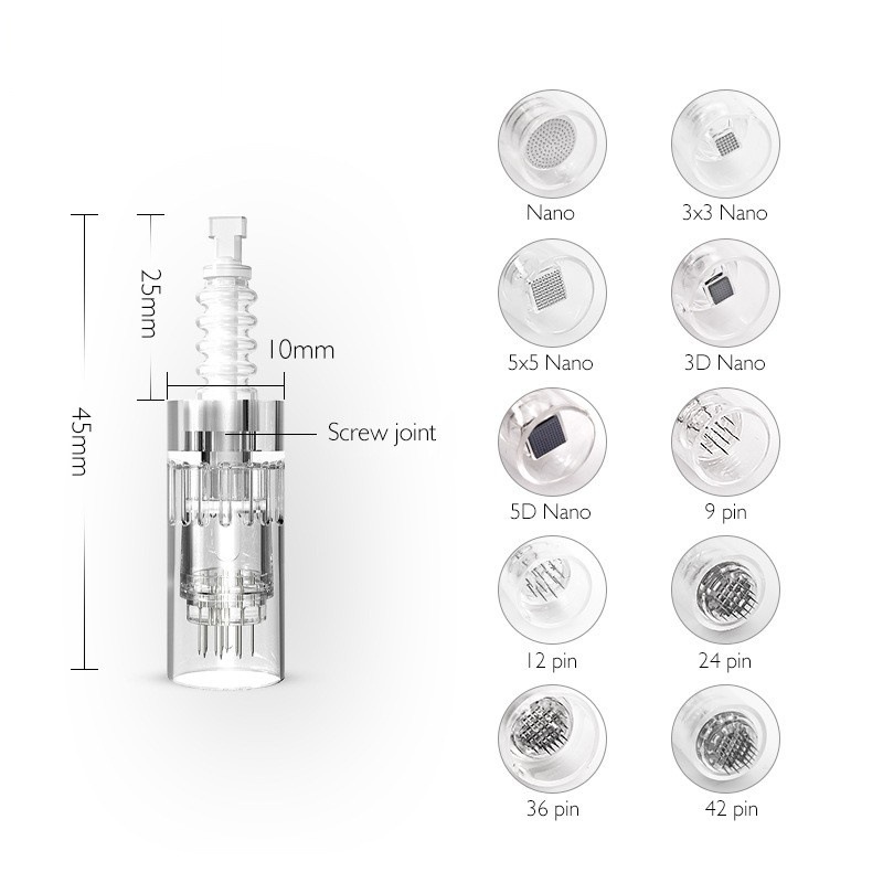 Cabeza de microaguja eléctrica transfronteriza A1A6 aguja de hebilla azul larga bayoneta de rosca blanca aguja de luz de agua microcristalina aguja de tatuaje