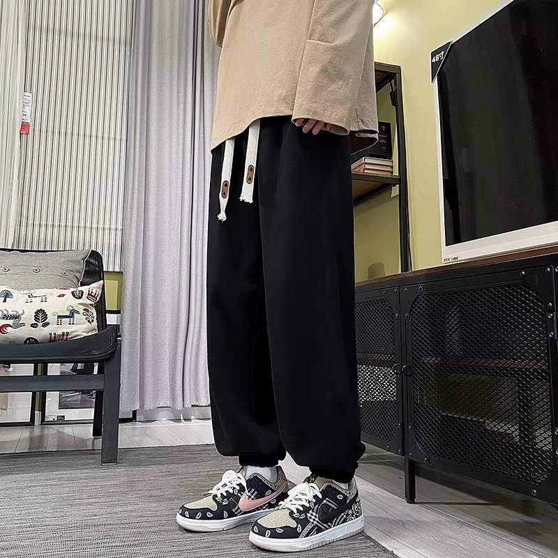 Pantalones casuales de todo fósforo rectos sueltos, pantalones casuales para hombres, pantalones con corsé para hombres de moda 2024, pantalones de hombre de moda de Hong Kong