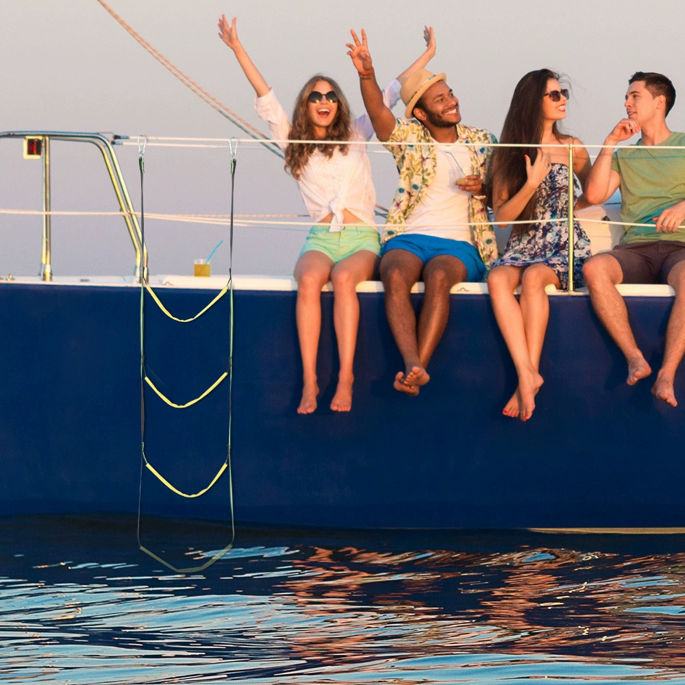 Надувная лодка Спускная лестница Складная лестница для каякинга Подниматься на лодке ступеньки боковые лестницы для каноэ Рыболовная веревка Лестница