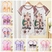 2025新款女童睡衣夏季儿童薄款短袖睡裙女孩大童春夏款家居服外穿