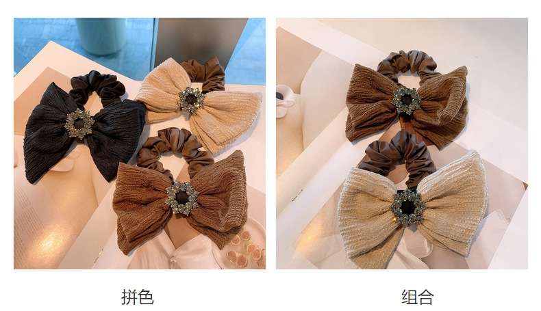 Retro Diamond Wave Embossed Folds Bow Hair Scrunchies display picture 27