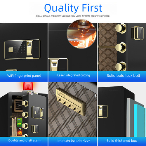 Home wall-mounted office anti-theft full steel safe with fingerprint and password, bedside storage box, 60cm high