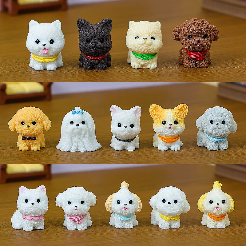 Micro Landscape Artificial Cute Bib Puppy Home Desktop Ornaments Creative Car Accessories Resin Craft Small Ornaments