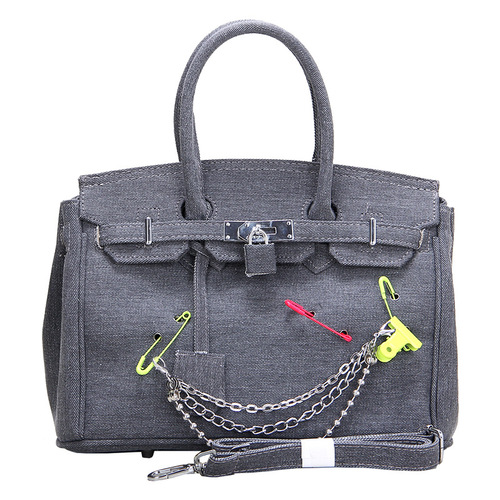 Spoof pin buckle retro old rag beggar canvas bag 2024 new platinum Kelly bag hand-held crossbody bag