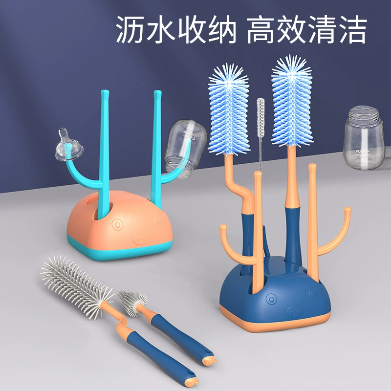 Специальная силиконовая щетка для бутылочек и сосок для младенцев и малышей, 360-градусная портативная щетка для чистки, набор для чистки бутылочек и сосков для мам и малышей