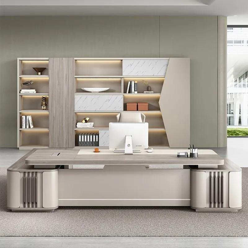 Office Furniture Boss Desk Modern Simple Light Luxury Office President Desk Office Desk and Chair Combination Full Set of Executive Desk