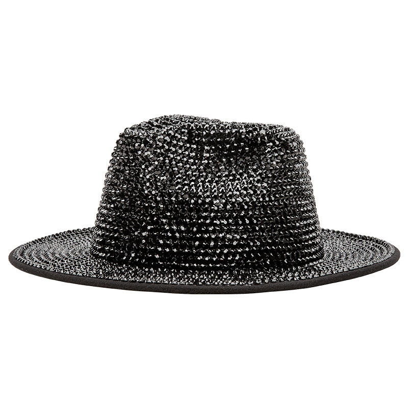 2025 Linglang otoño y invierno nuevo sombrero de escenario moda gorro de jazz de diamante británico retró gorro de diamante rojo