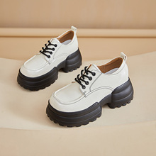 漆皮小皮鞋女2024秋季新款8cm学院风单鞋百搭厚底内增高女鞋子潮