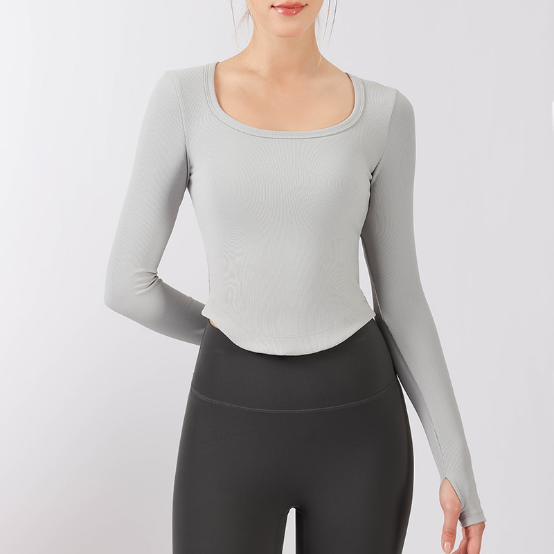 Procesamiento personalizado correr fitness camisa deportiva cintura reducida red red apertada desnuda sensación chaqueta de yoga mujer