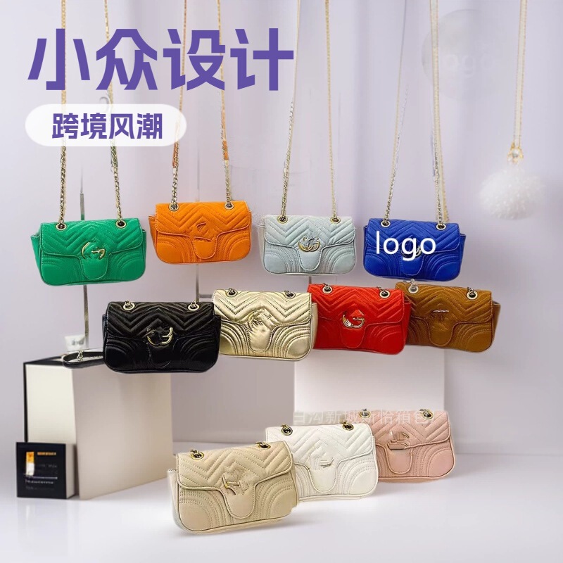 Double g Bag Women's Bag Gucci Classic Small Chanel-Style Quilted Chain Bag High-End Fashion Shoulder Crossbody Bag