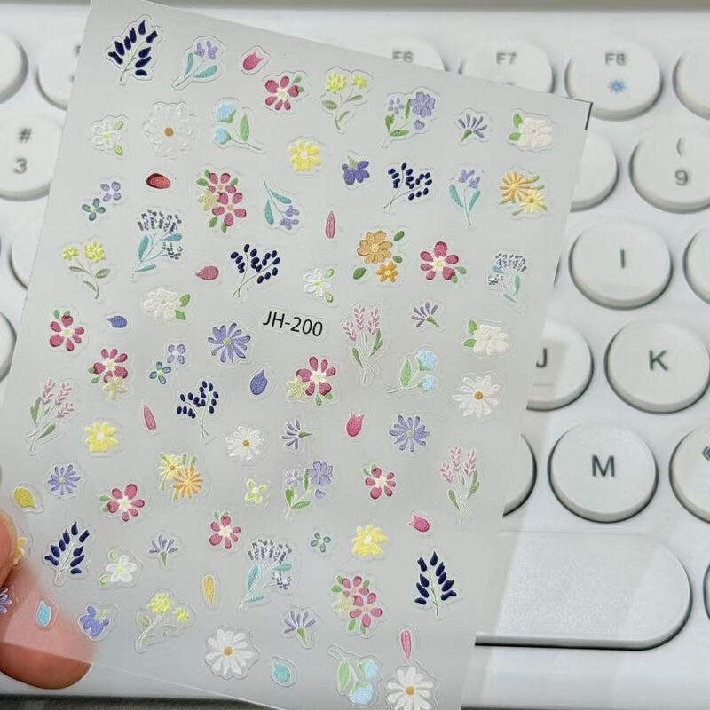 New Style Fresh and Bright Wildflower Embossed Shell-Gloss Nail Stickers, Oil Painting Wildflower Simple Nail Stickers New Style Fresh and Bright Wildflower Embossed Shell-Gloss Nail Stickers, Oil Painting Wildflower Simple Nail Stickers