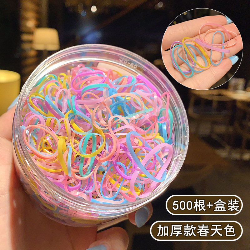 子供と女の子のための使い捨てゴムバンド髪を結ぶための高弾性ゴムリングヘッドバンドヘアバンド黒の太いレザーセットヘアロープ|undefined