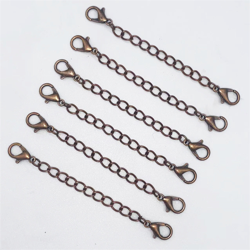 Hebilla de langosta de doble cabeza con cadena de cola cadena ajustable Cadena de extensión de cadena de cuerda de cuero material de joyería de bricolaje Cadena de todo partido al por mayor