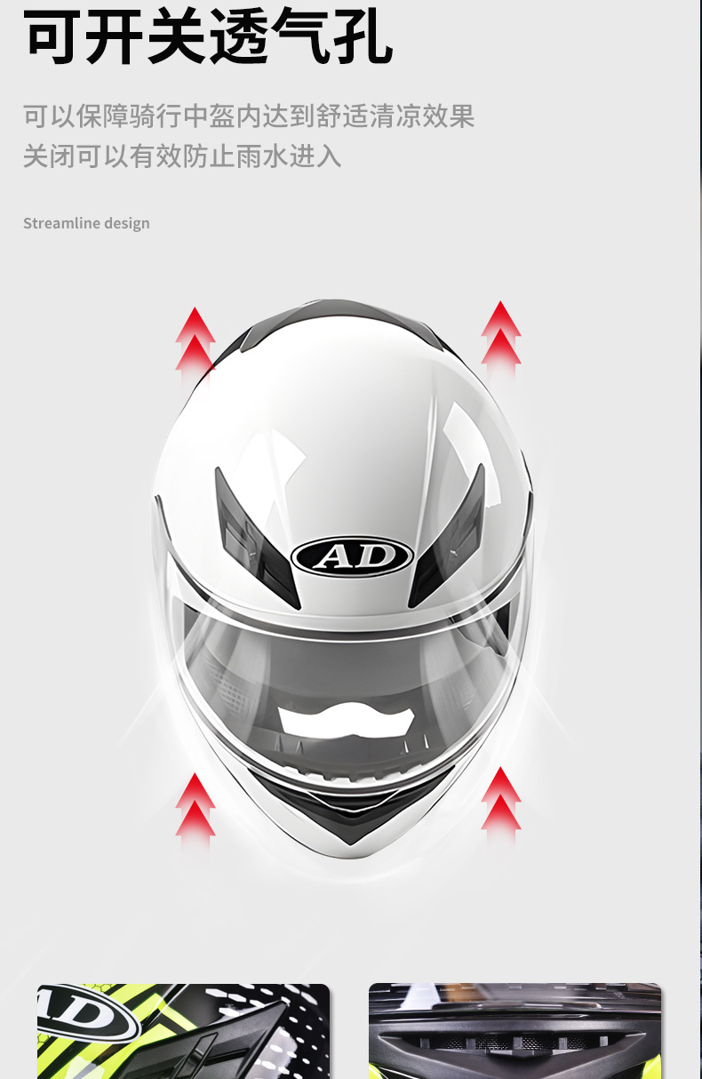 Ad Electric Motorcycle Helmet for Men and Women Winter Motorcycle 3C Certified Full-Face Helmet Dot Four-Season Safety Helmet Led Taillight