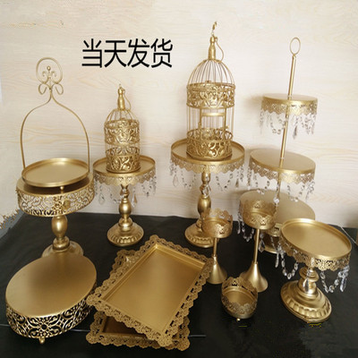 Estante de pastel europeo de hierro forjado conjunto de decoración de boda postres tienda de bocadillos estante de baile prop bandeja de pastel