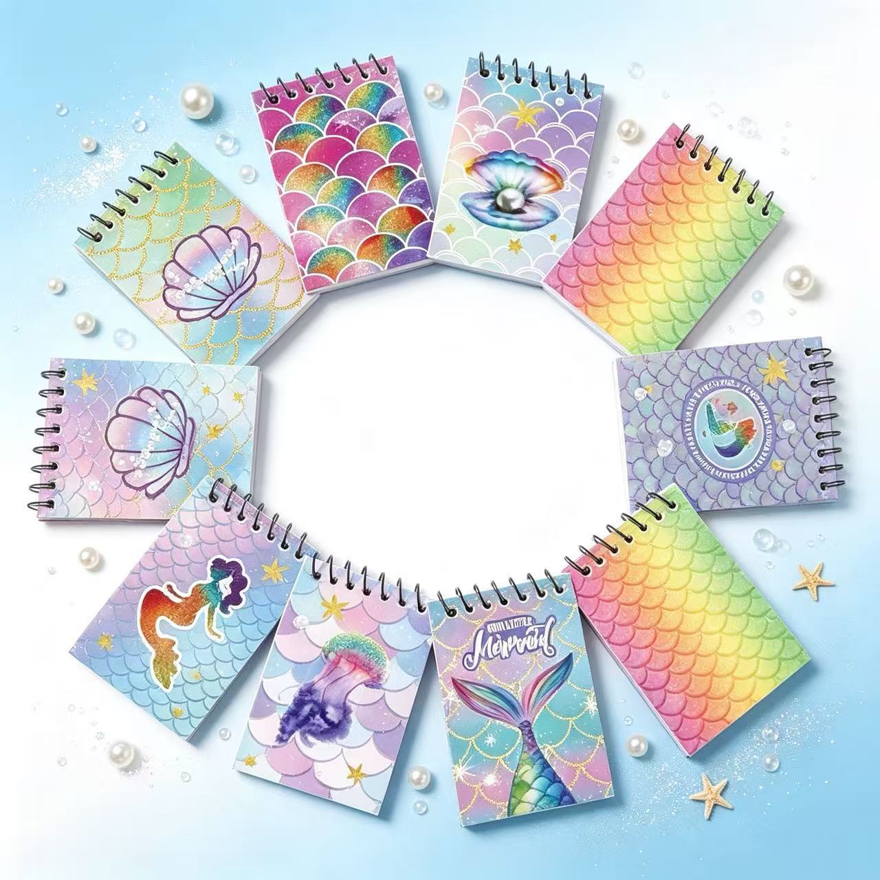 Mermaid Mini Coil Notebook Rainbow Fish Scale Portable Notepad Ocean Style Small Notebook Children's Gift Stationery