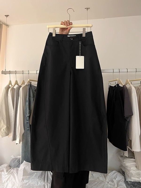 2025 夏の新スタイルファッショナブルなカジュアルパンツ女性のハイウエストスリム多用途ストレートワイドレッグパンツトレンディなシミターパンツ|undefined