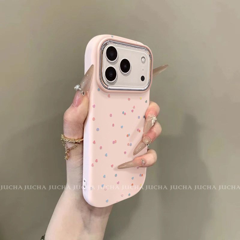 Suitable for Ins-Style Heart-Shaped Polka Dot Apple 17 Phone Case with Unique Design, Non-Crowded Design for iPhone 16 Pro, Super Unique for iPhone 15