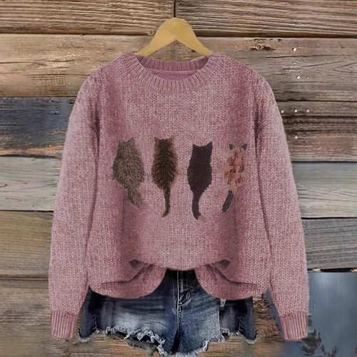 2025 Western and Eastern Cross-Border Foreign Trade Women's Knitwear 3D Digital Series Printing Round Neck Knitwear Manufacturer Best Selling