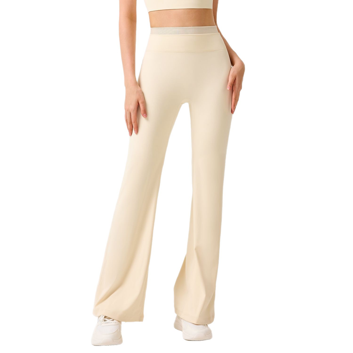 【Precio fijo】Pantalones anchos de yoga para mujer, de cintura alta, que realzan los glúteos, pantalones acampanados informales, sensación de ligereza, pantalones largos ajustados para deportes y correr