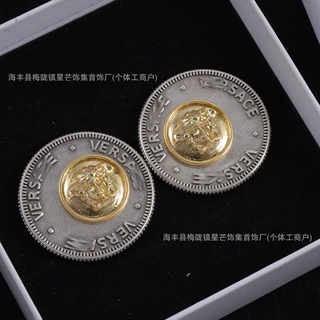 范家美人头耳钉高版经典名媛宫廷风银币中古气质热销百搭耳饰批发