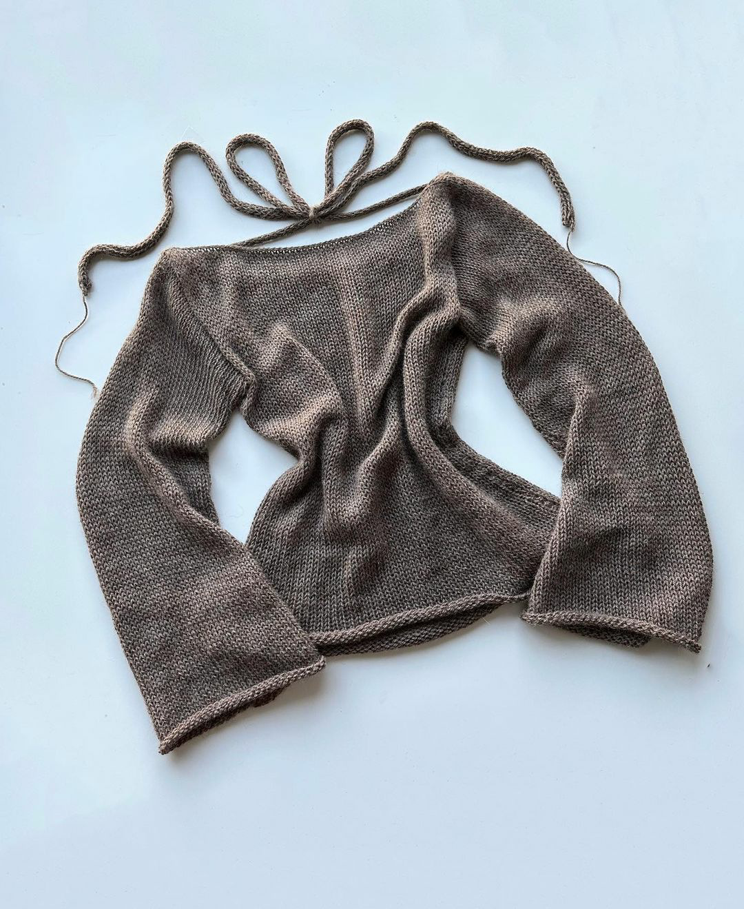 Women's Knitted Trumpet Sleeve Sweater Sexy Backless Pullover_voghion.com